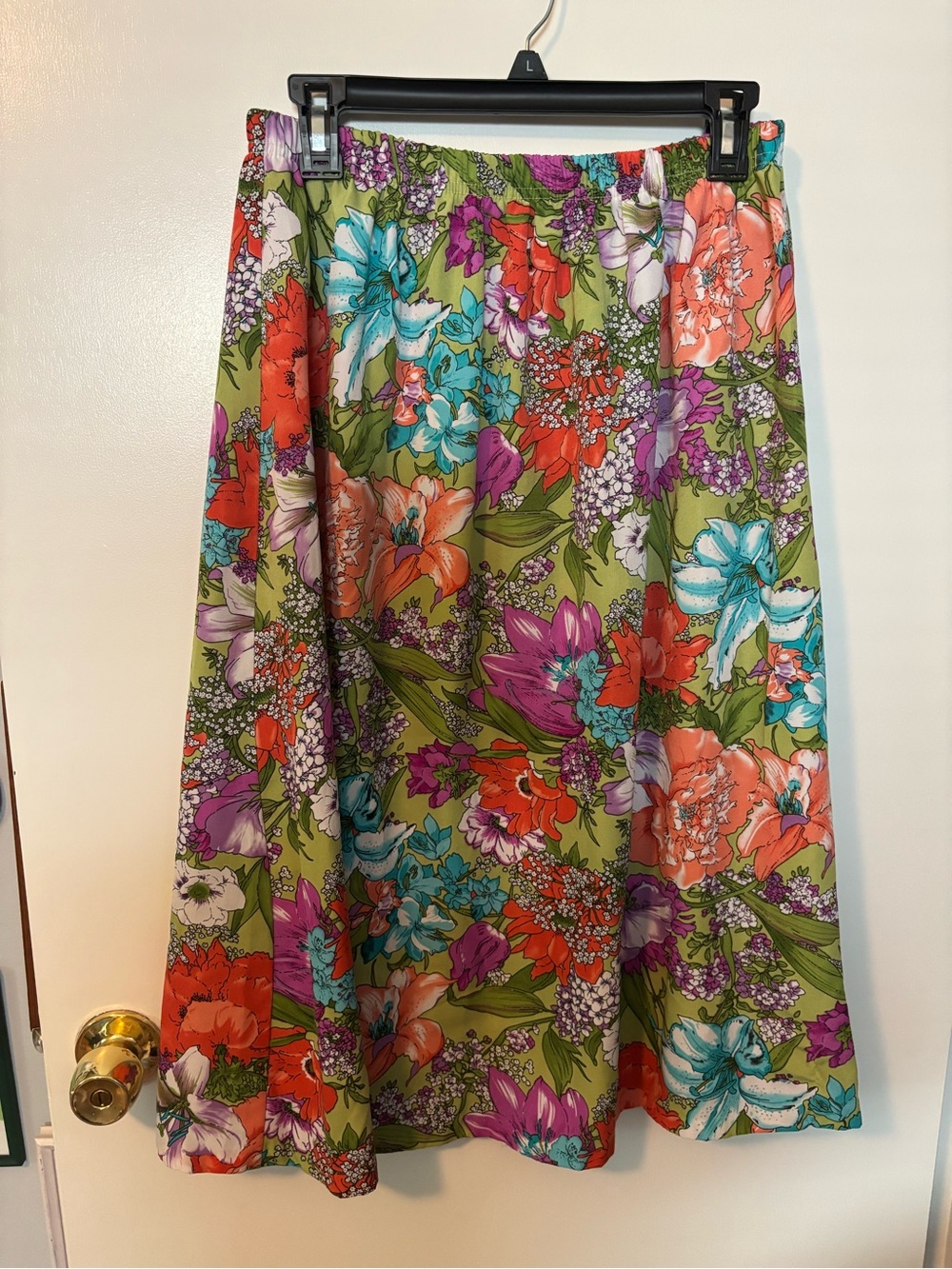 Cottagecore Fairycore Whimsical Floral A-Line Midi Skirt Large - Picture 1 of 4